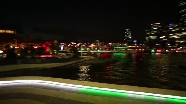 Elizabeth Quay noche — Vídeo de stock