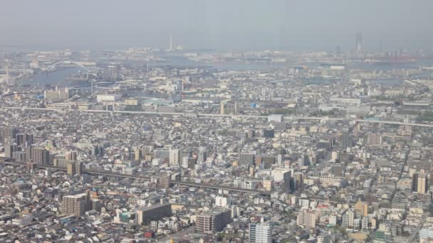 Панорамный городской пейзаж Осаки — стоковое видео