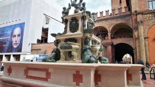 Plaza Neptuno y San Petronio — Vídeo de stock