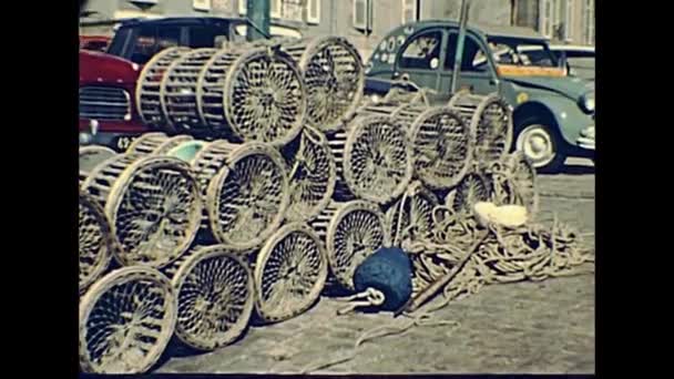 Camaret sur Mer fishing nets — Stock Video
