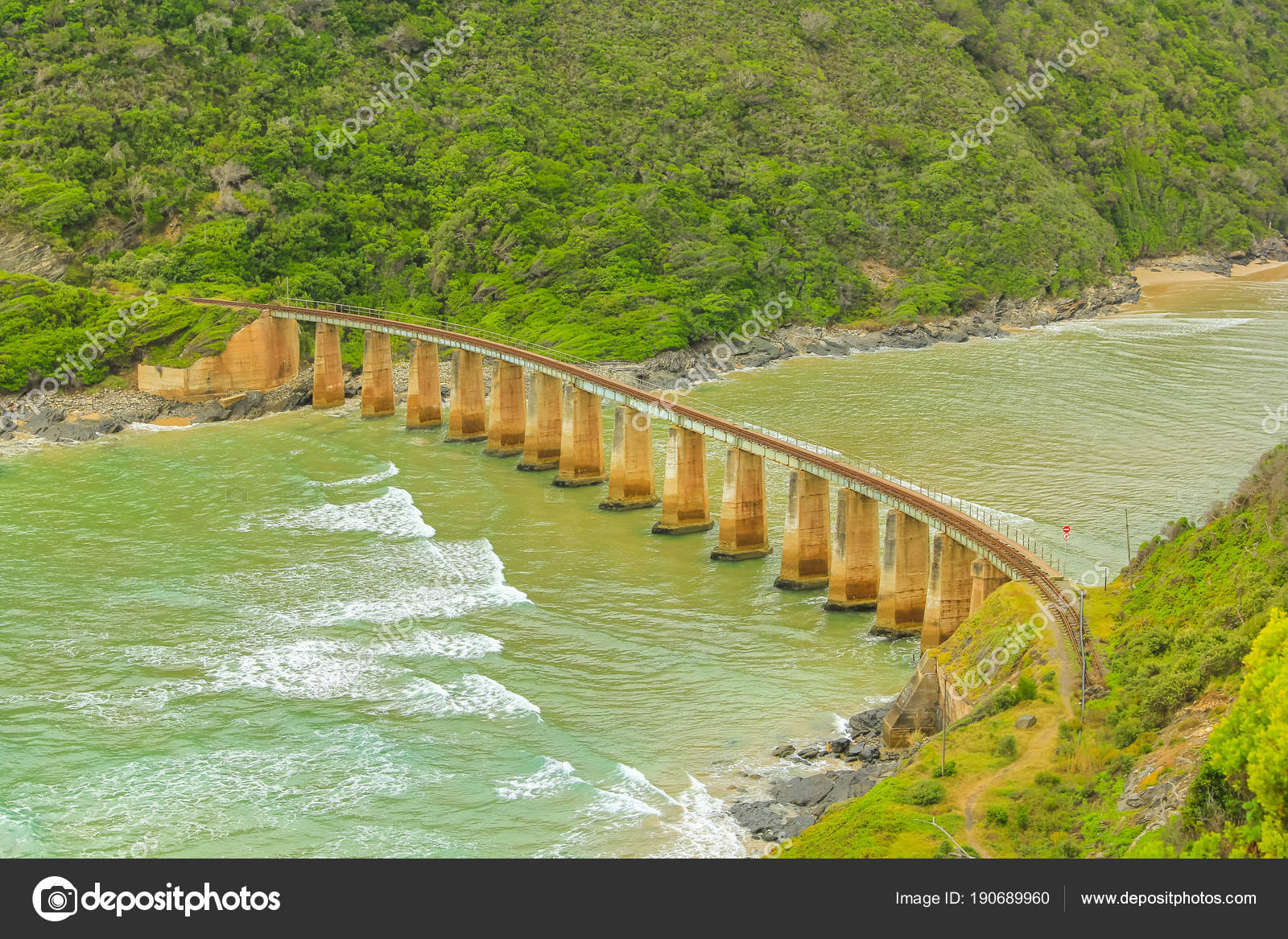 Kaaimans Bridge Garden Route Stock Photo Bennymarty 190689960 Aerial View Of Kaaimans River Railway Bridge From Popular Dolphin Point Lookout On The Garden Route Near Wilderness Western Cape South Africa