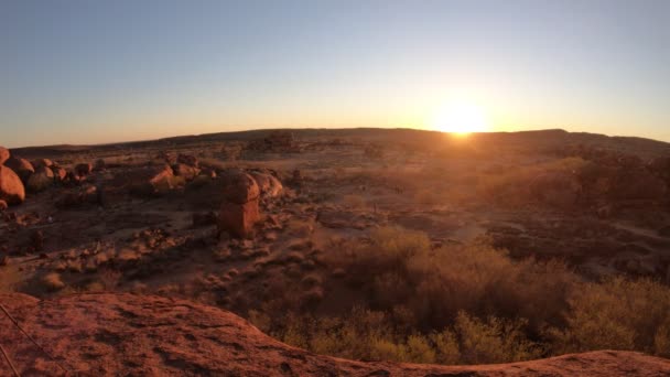 Panorama Devils Marbles Sunset — Stock video