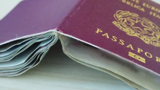 Italian passport close up — Stock Video