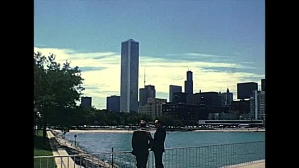 Chicago waterfront 1970s — Stock Video