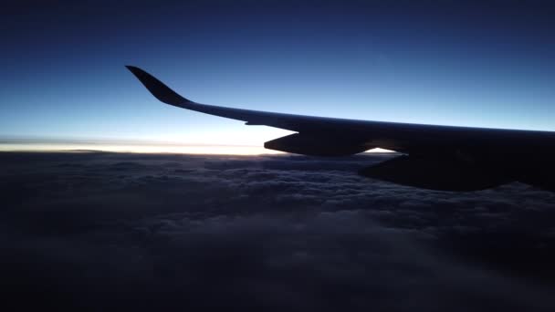 Крило літака в сутінках — стокове відео