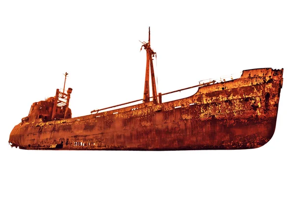白に隔離された難破船 — ストック写真