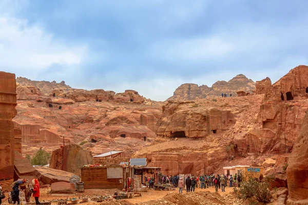 Petra Calle de fachadas — Foto de Stock