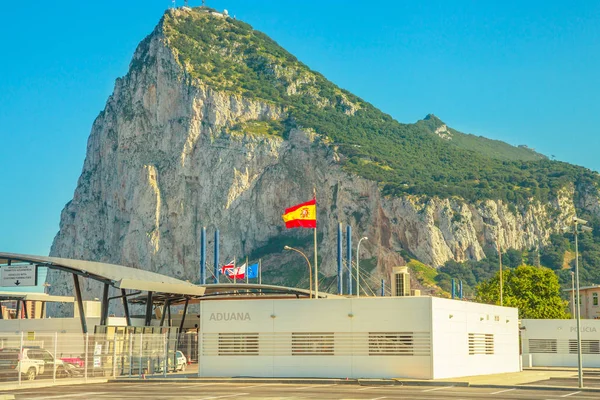 Bandera de Europa en la frontera de Gibraltar — Foto de Stock