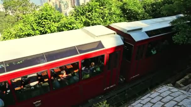 Tren rojo de Hong Kong — Vídeo de stock