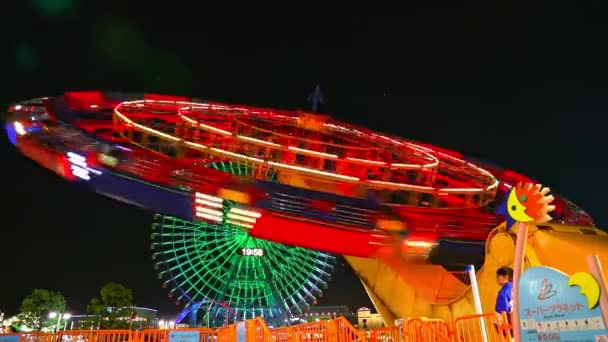 Carousel at Yokohama night — Stock Video