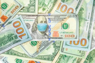 Yüz maskesi Amerikan doları banknotunda