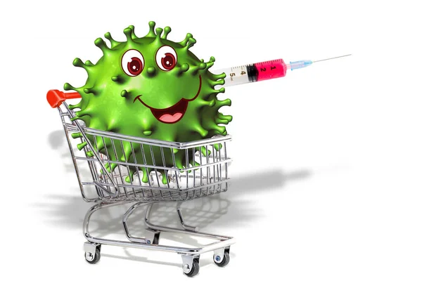 Covid-19 infected shopping cart — Stock Photo, Image