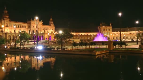 İspanya Meydanı Seville gecesi — Stok video