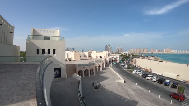 Katara Beach luchtfoto — Stockvideo