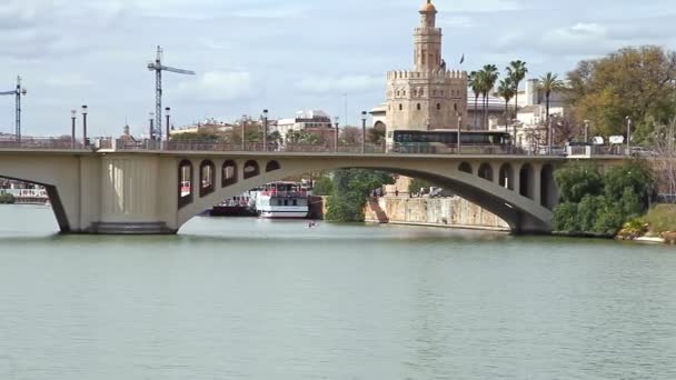 Floden Guadalquivir Kryssning Sevilla — Stockvideo