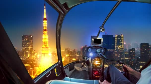 Токійська вежа вертоліт — стокове відео