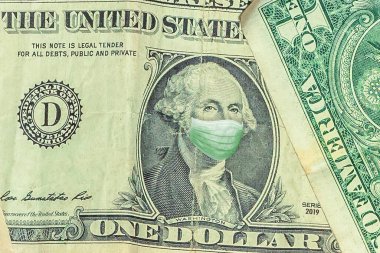 George Washington 'da cerrahi maske Bir Amerikan doları