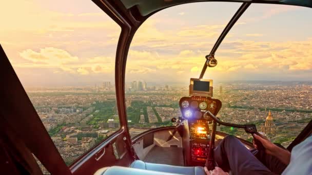 Panorama del helicóptero de París — Vídeos de Stock