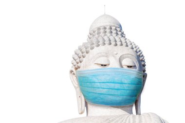 Cerrahi maskeli büyük Buda.
