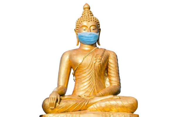 带外科口罩的佛陀 — 图库照片