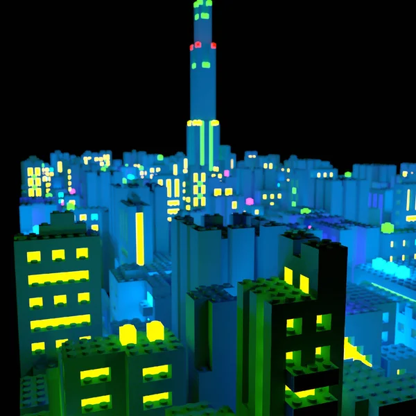 Neonowe miasto z tworzywa sztucznego — Zdjęcie stockowe