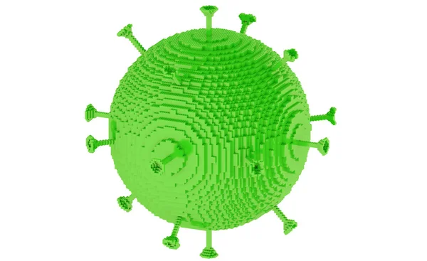 3d virus del coronavirus de ladrillos de construcción — Foto de Stock