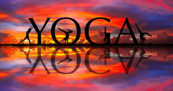 YOGA sunset meditation — Stock Photo, Image