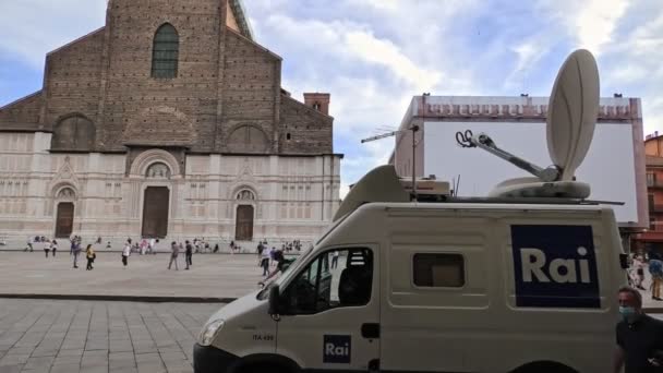 RAI televisão Piazza Maggiore de Bolonha — Vídeo de Stock
