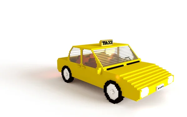 黄色の3Dブロックタクシー車 — ストック写真