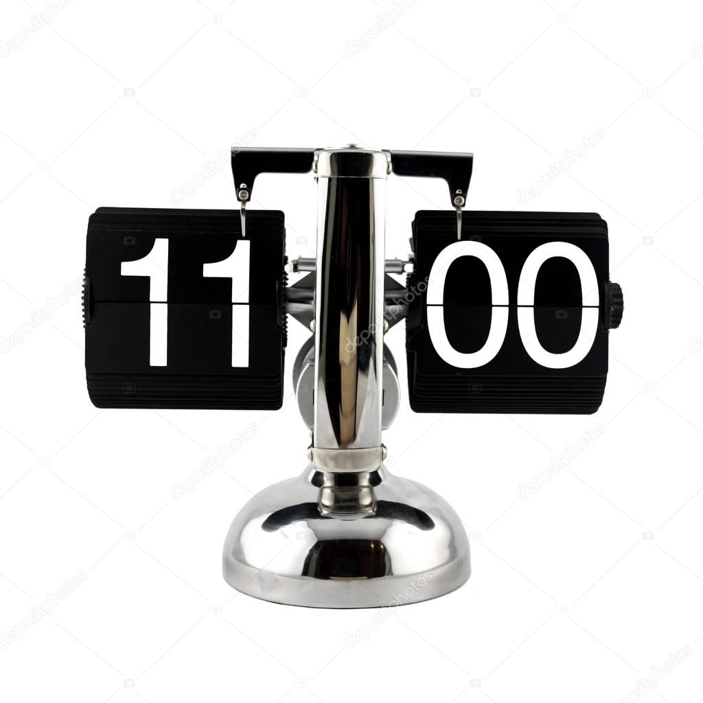 Vintage flip clock at eleven o'clock