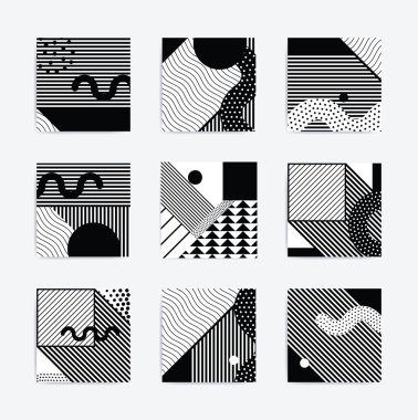 Black and white Neo Memphis geometric poster clipart