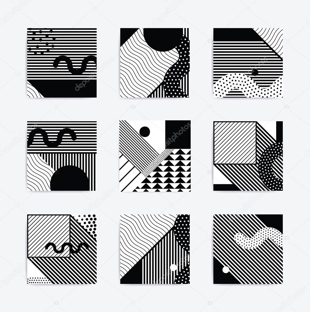 Black and white Neo Memphis geometric poster