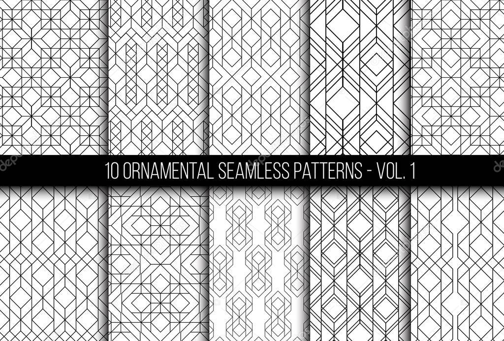 Set of universal different geometric seamless patterns