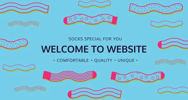 Üdvözöljük a honlapján a zokni shop — Stock Vector