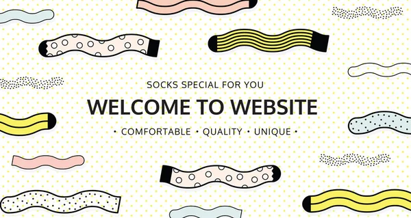 Üdvözöljük a honlapján a zokni shop — Stock Vector