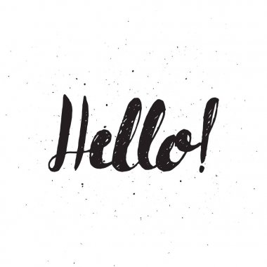 Tebrik kartı şerit ve kelime Merhaba. Vintage şerit kartı veya afiş için