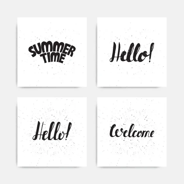 Hello Summer inscription posters set — Stock Vector