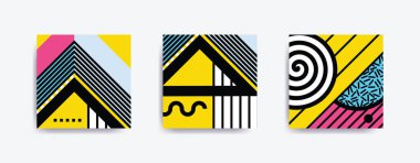 Renkli eğilim Neo Memphis geometrik poster