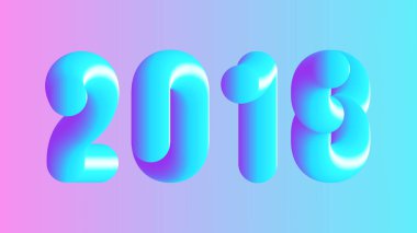 Vektör renkli 2018 illüstrasyon, neşeli Noel ve yeni yıl