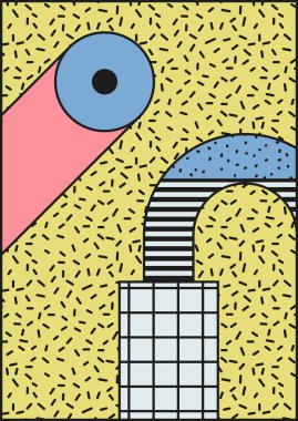 Vektör poster, kompozisyon 80 90 vintage tarzı