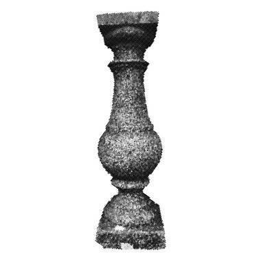 Yarım Tonlu Noktalı Mimarlık Elemanı beyaz arkaplanda izole edildi