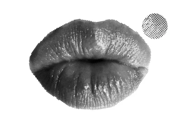 Gesloten Halftone vrouwelijke mond. Kussen Lips Vector — Stockvector