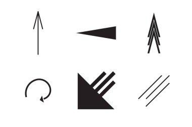 Evrensel eğilim geometrik oklar beyaz arkaplanda izole edildi. Web animasyonu için mükemmel takım elbise sosyal medya tebrik kartları çıkartmaları afişler ve markalaşma afişleri ekleyin