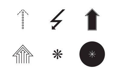 Evrensel eğilim geometrik oklar beyaz arkaplanda izole edildi. Web animasyonu için mükemmel takım elbise sosyal medya tebrik kartları çıkartmaları afişler ve markalaşma afişleri ekleyin