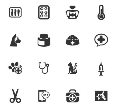 Hayvan hastalıklarıyla ilgili klinik Icons set