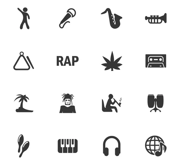 Conjunto de iconos de música rap — Vector de stock