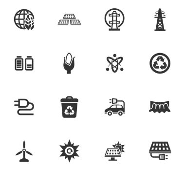 Biyo yakıt sanayi Icons set