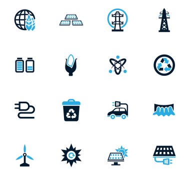 Biyo yakıt sanayi Icons set