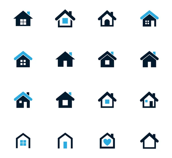 Casas iconos conjunto — Vector de stock