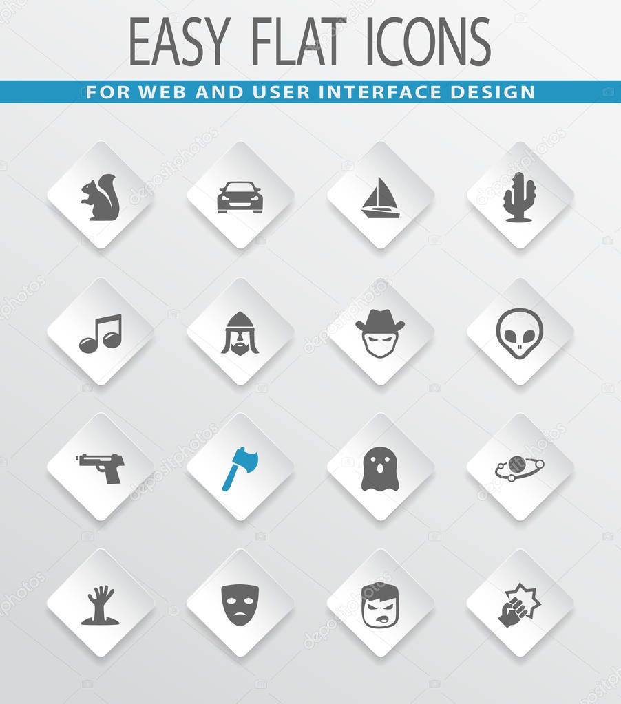 Set of movie genres easy flat web icons for user interface design
